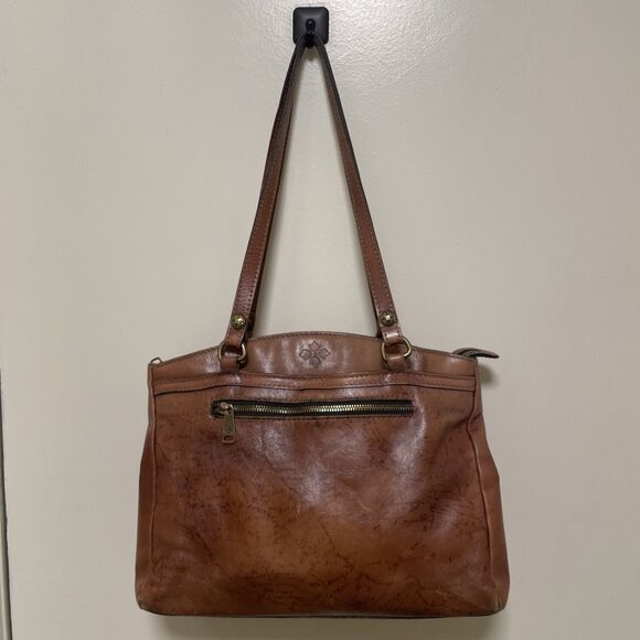 Vintage Patricia Nash Map Signature Design Leather Handbag Purse Shoulder Bag - Picture 1 of 16